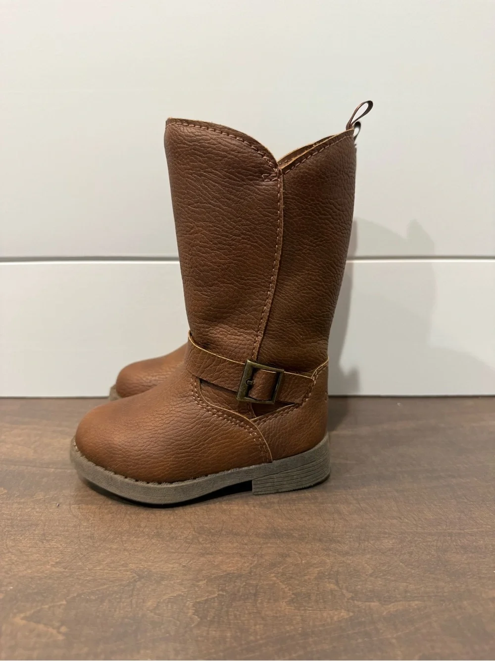 OshKosh B’gosh Girls Brown Riding Boots Buckle Zip Toddler Size 4